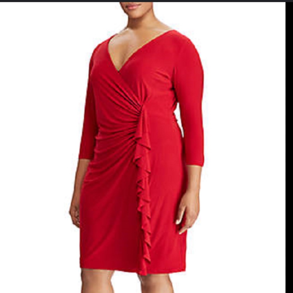 AMERICAN LIVING RED PLEATED SHEATH DRESS size 6